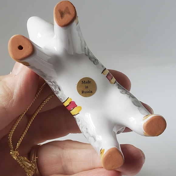 Handpainted Reindeer Ornament Handmade in Russia Vintage Ceramic Christmas Decor - Picture 7 of 9